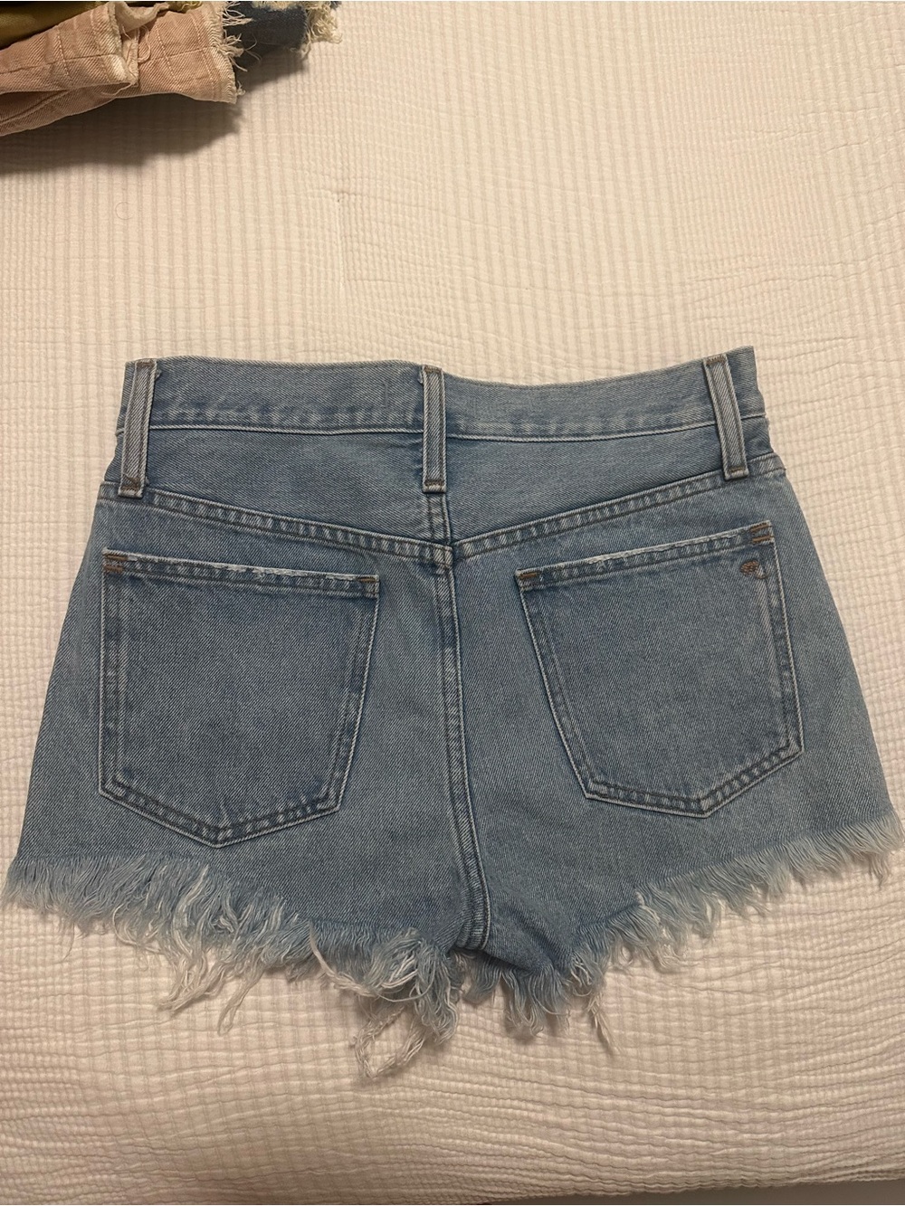 Madewell Light Blue Frayed Denim Shorts - Picture 4 of 4